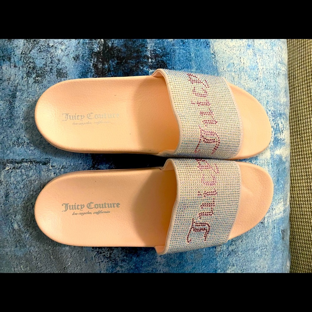 RARE juicy couture pink blush rhinestone slides
